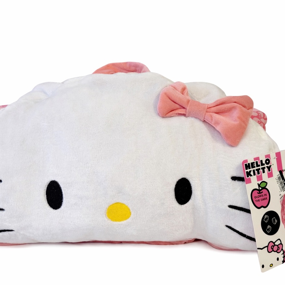 Hello Kitty White Plush Pillow with Pink Bow
